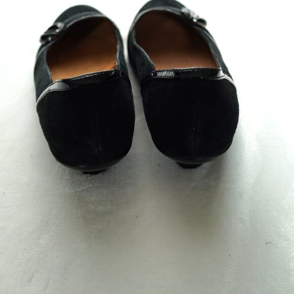 SOFFT Black Suede Low Heel Pumps Patent‎ Detail Leather Lined Size 8M - Picture 3 of 7